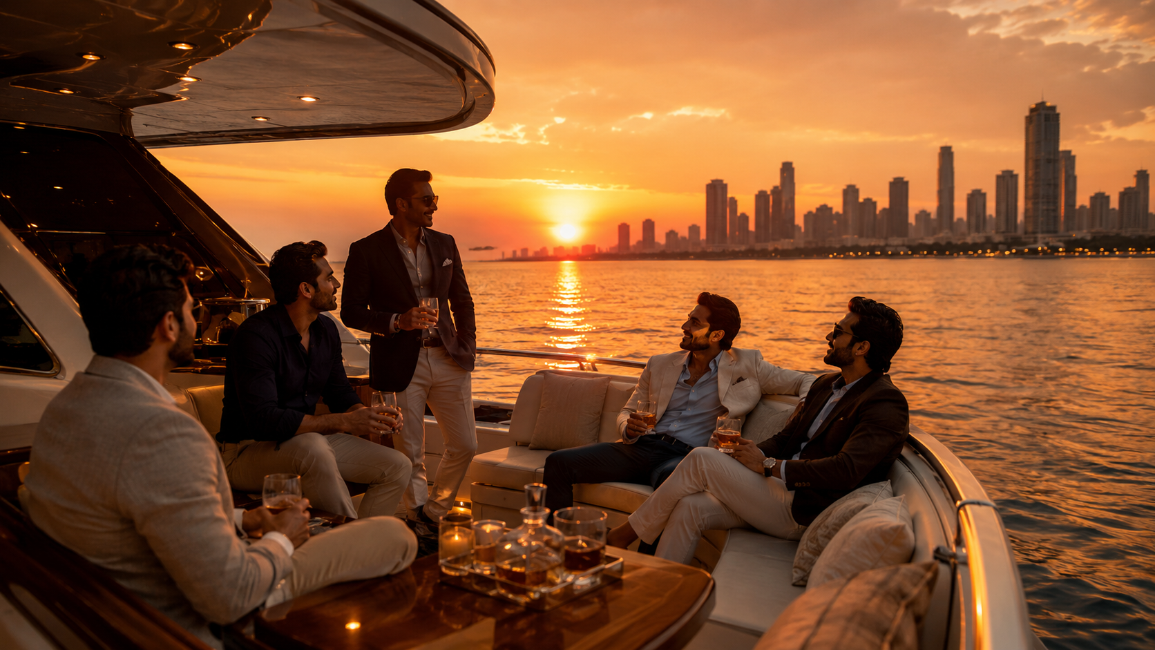 Luxury private sunset yacht in Mumbai Harbour