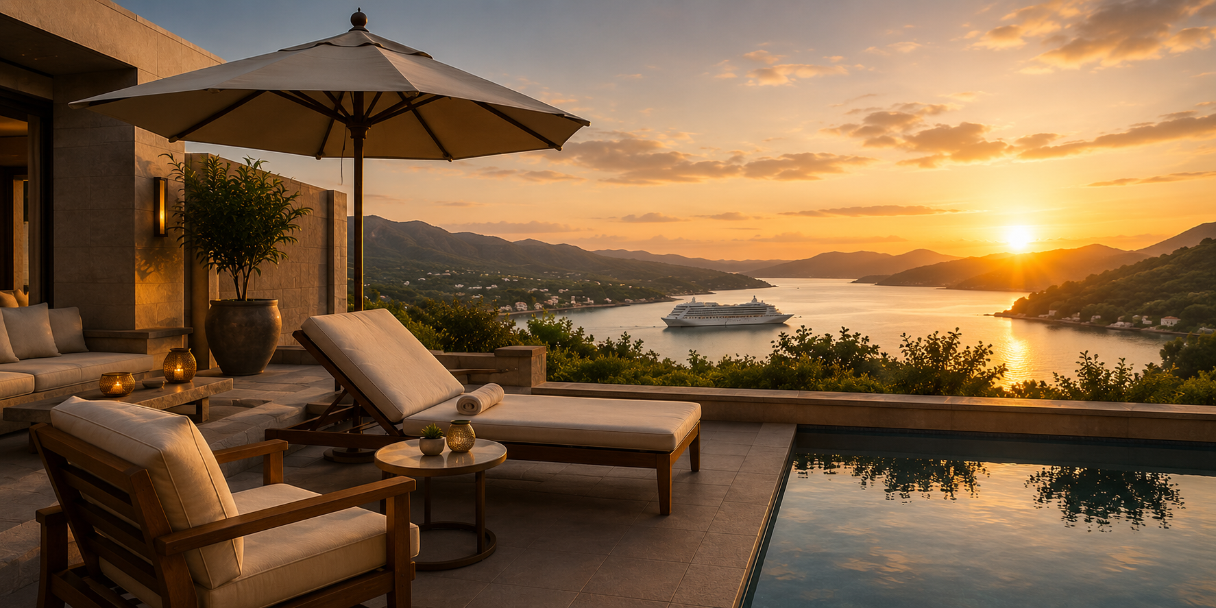 Luxury terrace for cruise advisors and partners
